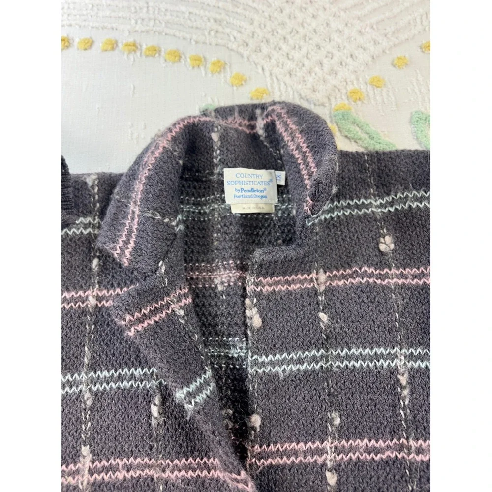 Vintage Pendleton Country Sophisticates Wool Blend Cardigan Sweater Gray XL USA - Picture 6 of 9